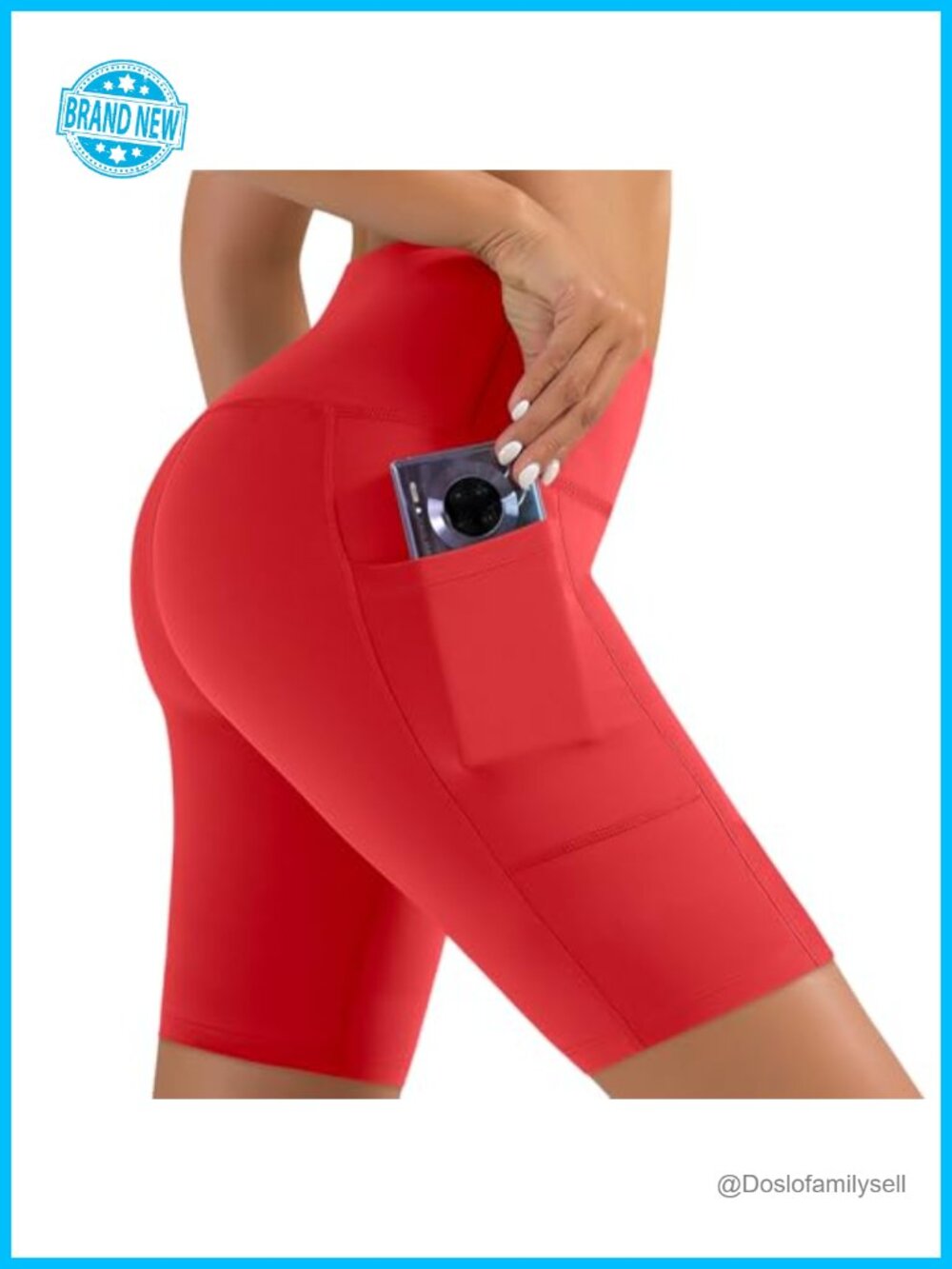 Women's Biker Shorts with Pockets High Waisted Tummy Control Yoga Workout